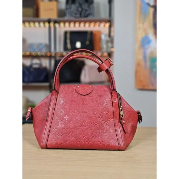 LOUIS VUITTON Authentic Marais MM LV Empreinte Leather Red Handbag Satchel LV - Picture 2 of 16